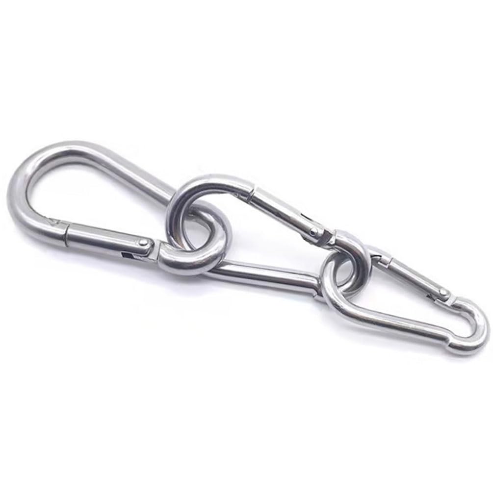 20 pièces Mousquetons en Acier Inoxydable 304, Mousqueton en Acier Inoxydable M5, 50 x 5 mm, pour Porte-clés, Camping, pêche et randonnée