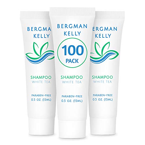 BERGMAN KELLY Travel Size Hotel Shampoo (0.5 fl oz, 100 PK, White Tea), Delight Your Guests with Revitalizing and Refreshing Shampoo, Quality Mini & Small Size Guest Amenities Hotel Toiletries in Bulk