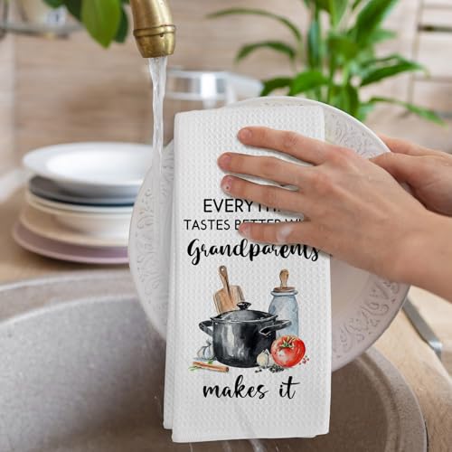 Grandparents Gifts Kitchen Towels, First Time Grandparents Gifts Dish Tea Towels for Kitchen, Mothers Fathers Day Birthday Gift Decorative Hand Towel, 16x24Inch - Image 4