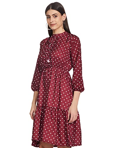 Image of OM SAI LATEST CREATION Women's Sleeveless Flare Cut Dress | Ruffled Slit Mini | A-Line V-Neck Crepe Dress