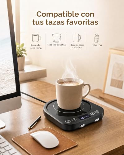 Miniatura 6 de Accwork Calentador De Taza Café, Calentador De Bebidas Calienta Leche, Té Con 3 Modos De Temperatura Hasta 85 Apagado Automático, Calentador De Café Para Oficina, Hogar
