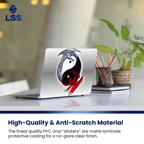 Image of LSS 15 15.6 Inches Laptop Notebook Skin Sticker with 2 Wrist Pads - Reusable Cover Protector Vinyl Sticker Cover Decal Fits 13 inch - 16 inch HP Asus Acer - Ying Yang Dinosaurs Pattern