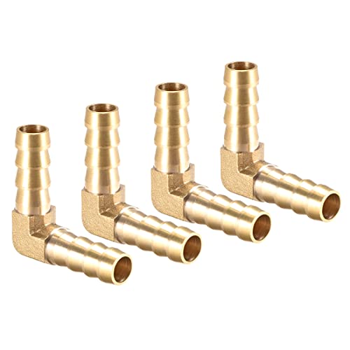 PATIKIL 4 Pezzi Gomito Tubo Tubatura Connettore Attacco 10mm Raccordo Ottone Flessibile 90 Gradi Barb Ottone Flessibile Raccordo per Aria Acqua Olio Gas Carburante