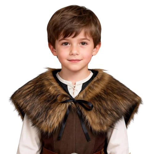 Capa de piel sintética vikinga para niños miniatura 4