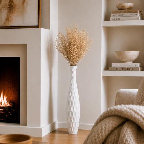 Image of Leewadee Large Floor Vase 34 inches Mango Wood for Pampas Grass, Dried Flowers