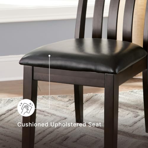 Image of Signature Design by Ashley Wildenauer Dining Chairs Set of 4, Modern Ladderback Dining Chairs with Solid Wood Frame, Two-Tone Finish, Contoured Seat, Black /Brown