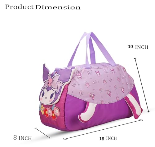 Image of 3D Design Duffle Bag for Kids & Adult| Large Compartment Foldable Luggage with Shoulder Strap | Lightweight Travel & Short Trips Storage Organizer for Women (Purple Doll)