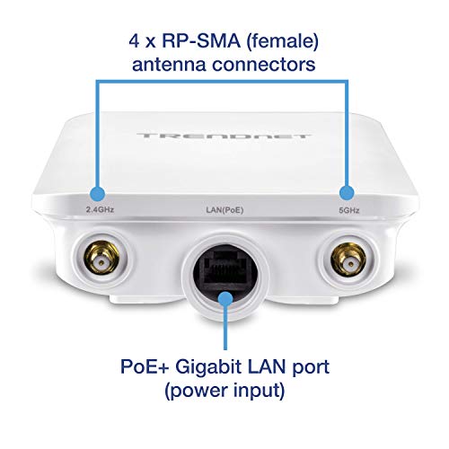 Image of TRENDnet TEW-841APBO, 5 DBI Wireless AC1300 Outdoor PoE+ | Omni-Directional Access Point,4 X 5 DBI Omni Directional Antennas,Point-to-Point & Point-to-Multi-Point WiFi Bridging
