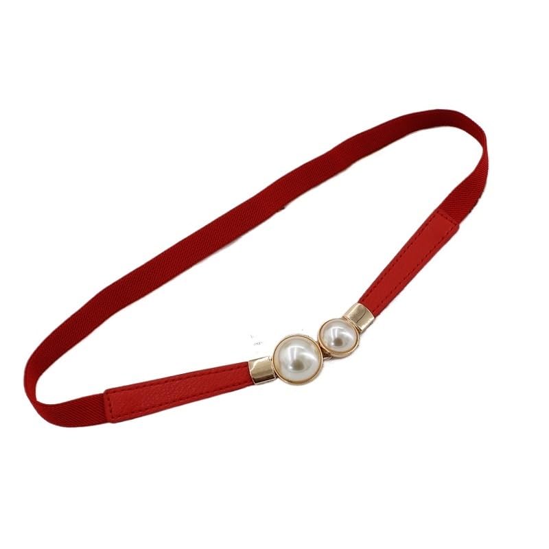 PU Women's Dress Buckle Elastic Thin Belt Elastic Waist Decorative Waist