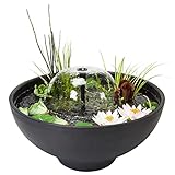 Die Fontaine mit Pumpe sowie ein Korb für Pflanzen sind im Lieferumfang enthalten.