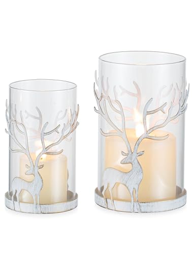 Romadedi Hirsch Windlichter Weihnachten Tischdeko: 2er Set Rentier...