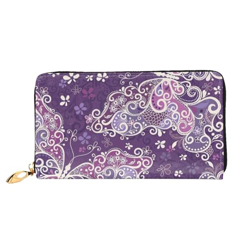 Portefeuille de voyage imprimé papillons pochette longue en cuir