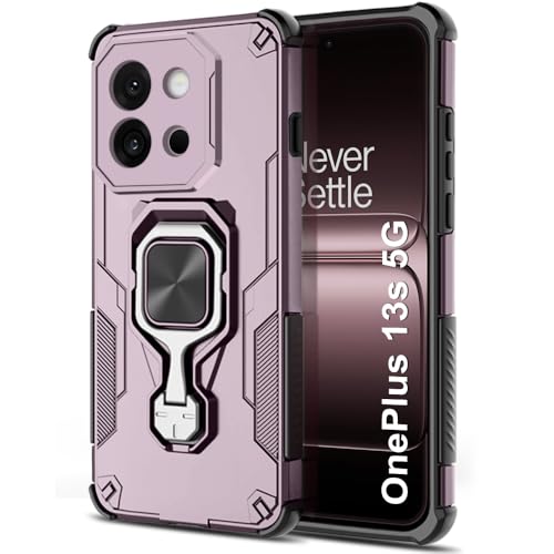Image of TheGiftKart Tough Armor Bumper Back Case Cover for OnePlus 13s 5G | Ring Holder & Kickstand in-Built | 360 Degree Protection Back Case Cover for OnePlus 13s 5G (PC & TPU, Pink)