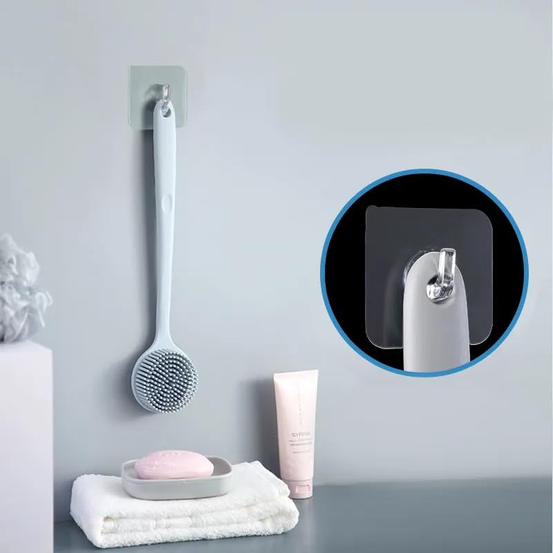 Image of Soft Silicone Back Scrubber Shower Bath Body Brush with Softening Long Handle, BPA-Free, Hypoallergenic, Eco-Friendly (Multicolor)