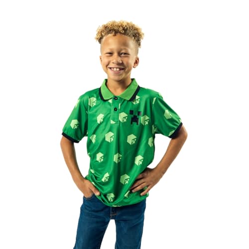 Minecraft Cubes Short Sleeve Boy's Green Polo Shirt2