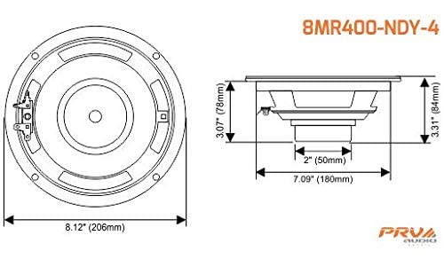 Prv Audio 8 Inch Midrange Speaker 8Mr400-Ndy-4, 400 Watts Max Program Power, Neodymium, 4 Ohm, 200 Watts Rms Power, 94 Db, Mid Range Loudspeaker Fo Pro Car Audio (Single) #TOP4