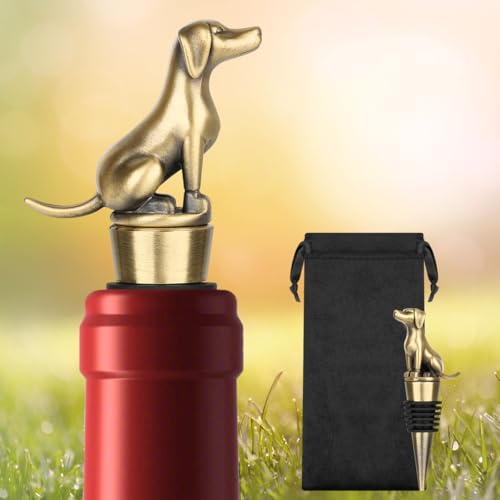 LULLEA Labrador Weinflaschenverschluss, Weingeschenke, Labrador Geschenke, Geburtstagsgeschenke für Männer Frauen Hundeliebhaber, Weinverschluss für Wein Champagner, Weinzubehör, Bronze