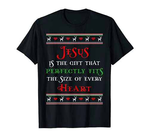Christmas Christian Gift Jesus is the gift fits in the heart Maglietta