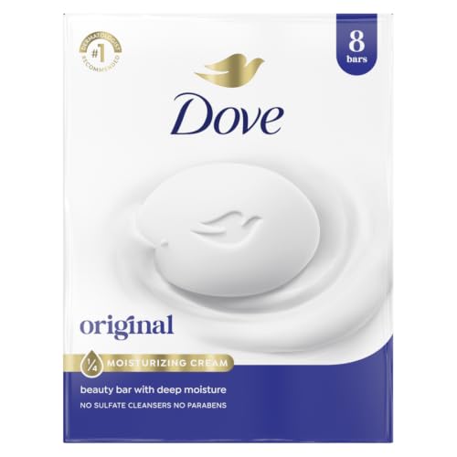 Image of Dove Beauty Bar Soap Original 8 Count for Soft, Smooth Skin, with 1 /4 Moisturizing Cream 3.75 oz