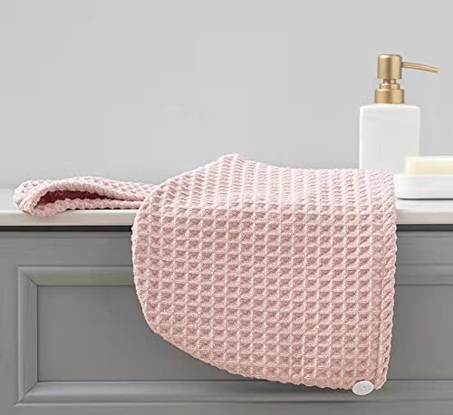 Microfiber Hair Towels Super Absorbent Hair Drying Towel Turban For Women And Girls Quick Magic Hair Dry Hat Hair Towel Wrap Bathing Wrapped Cap 2 Packs (Purple+Greyish-Green) (Blue+Pink) #TOP4