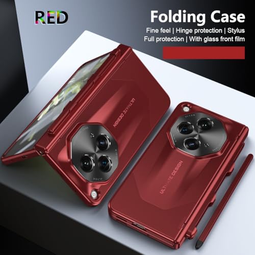 Coque OnePlus Open rigide rouge avec protection charnière et écran premium - 4
