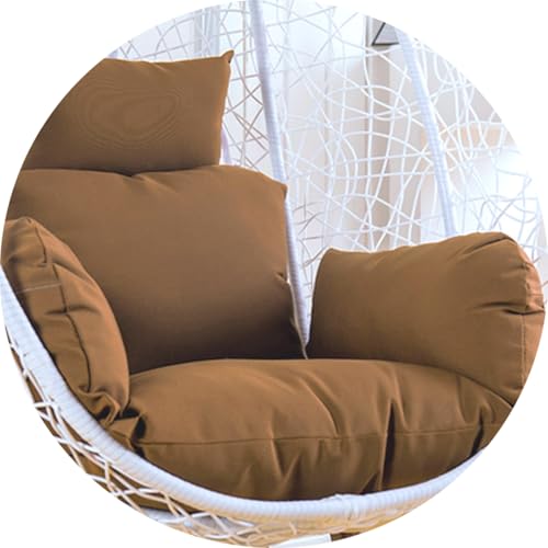 Vattentät äggkudde med nackstöd och armstöd rotting hängande sittdyna för inomhus/utomhus användning uteplats hängmatta Veranda trädgårdsmöbler (ljus curry)