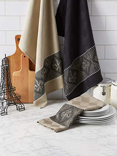 Dii French Style Tabletop Kitchen Collection, Dishtowel Set, 18X28, Assorted Fleur De Lis, 3 Piece #TOP3