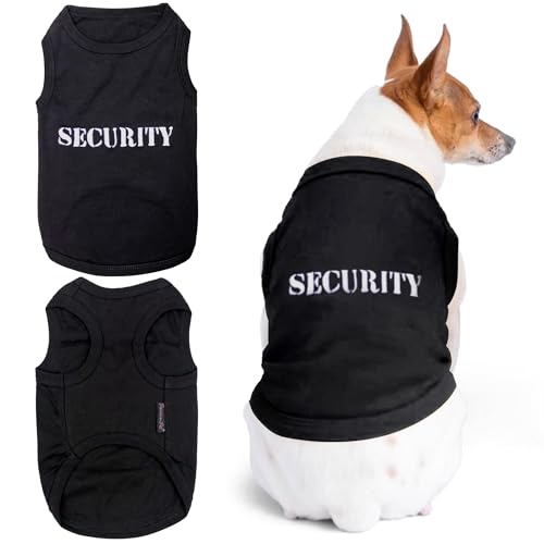 Parisian Pet Dog T-Shirt with Embroidered 'Security' Word Dog Tank Top - 100% Cotton, Breathable Puppy Security Shirt - Sleeveless Pet Vest - Machine Washable Doggy Shirts for Large Dogs - L