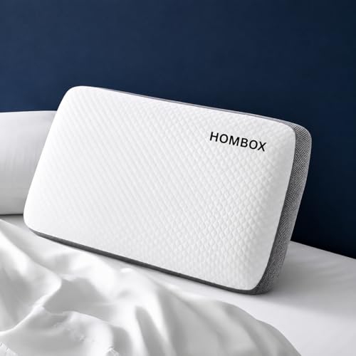 Image of HOMBOX Orthopaedic Memory Foam Pillow for Better Shoulder and Neck Support, White /Grey Fabric Queen Size, Pack of 01