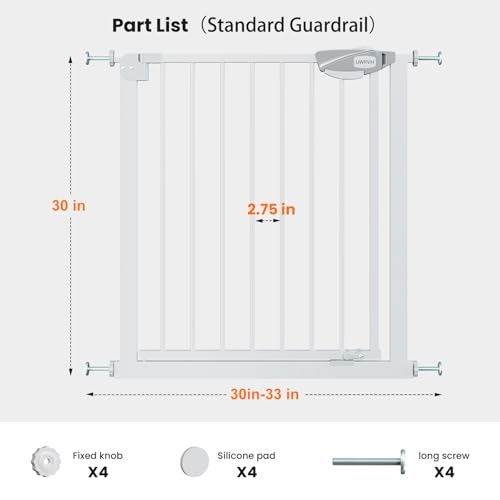 Auto-Close Baby Gate for Stairs & Doorways Dog Gate - Adjustable Steel Safety Gate with Dual Lock, Fits 29"-33" Wide, Pressure Mount No Drilling (White, 30-33" W x 30" H) - Image 4