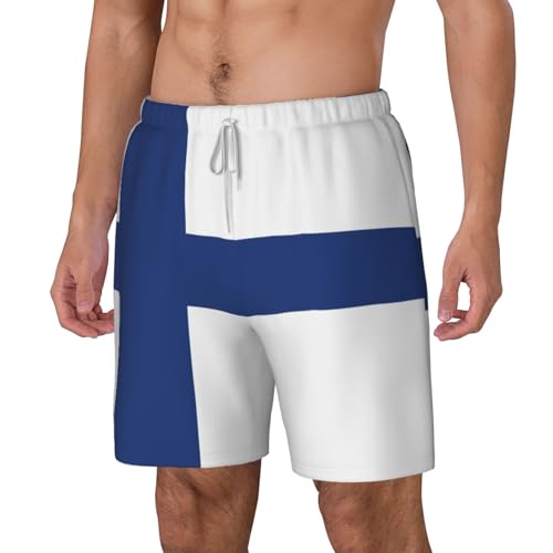 Finnish Flag Breathable Fit Trends Men's Swim Trunks Board Short with Waist Elastic Band Swimming Trunks2
