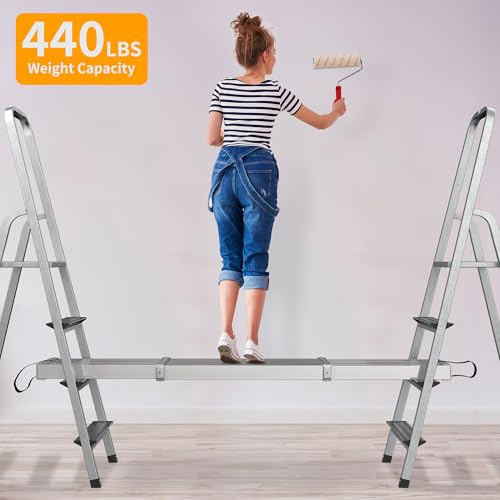 YINTATECH Extendable Aluminum Plank, Upgraded Ladder Scaffolding Planks, 6-9 ft Adjustable Length, 12.5 in Wide, Telescoping Work Plank with Skid-Proof Platform, 440lbs, Silver - Thumbnail 6