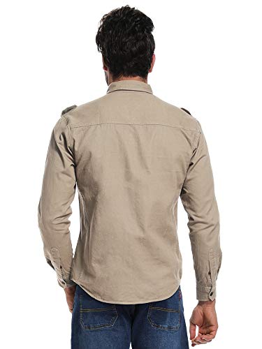 Mesinsefra Men'S Long Sleeve Military Style Cargo Tactical Work Shirt Khaki L thumb #2
