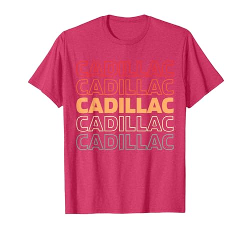 Retro Us American City USA - Vintage Michigan Cadillac T-Shirt, Men, Red Heather, Small