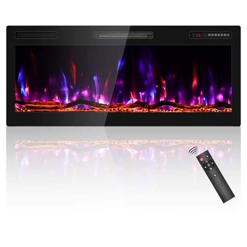 Image of Zionheat 42 inch Wide Screen Electric Fireplace-Wall Fireplace for Living Room-Fireplace Inserts /Wall Mounted with Remote Control, Timer, Dimmer, 12 Flame Colors, 750 /1500W
