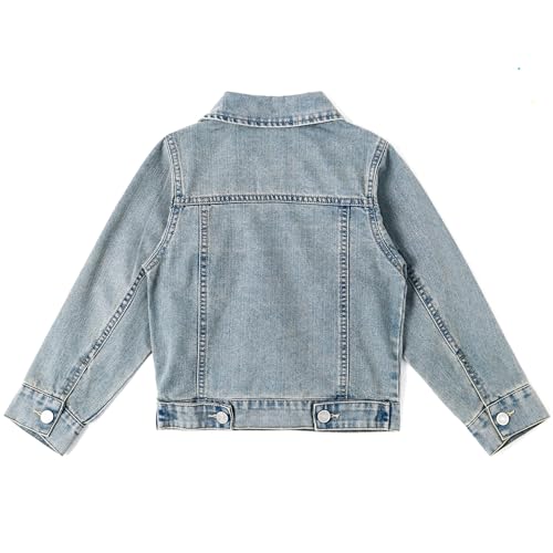KIDSCOOL SPACE Little Girl/Boy Jean Jacket,Stone Washed Soft Denim Outfits2
