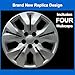 Premium Replica Hubcap Set, Fits Chevrolet Cruz 2011-2016, Replacement 16-inch Wheel Cover (4 Pieces)