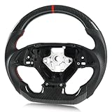 VOONKE Steering Wheel for Chevrolet Corvette C7 Black Hydro-Dip Carbon Fiber D-shaped Flat-bottom Preforated Leather Grip Steering Wheel for Corvette C7 2014-2019