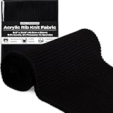 ONLY TRIMMING 2x2 Acrylic Rib Knit Fabric, Warm & Soft, Stretchy Knitted Ribbing for Cuffs, Collars and Waistbands, Acrylic-Polyester Blend, 6.5 x 33.5 Inches (Black, 6.5 x 33.5 Inches)