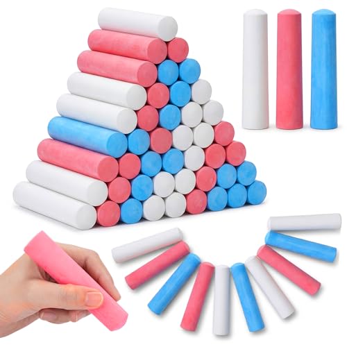 Teyva Daily 45 Pcs 4th of July Jumbo Sidewalk Chalk Bulk Red White Blue Patriotic Giant Washable Non Toxic Large Street Chalk for Outdoor Drawing Independence Day Party Favors Activities
