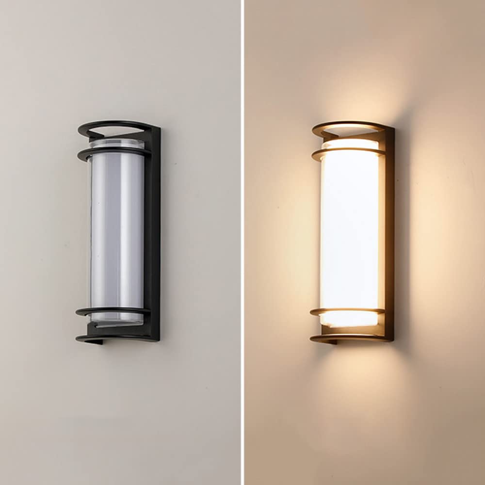 Wodoodporna Ścienna Zewnętrzna Led Kinkiet Czarny Aluminiowy Kinkiet Z Akrylem, 30W Oświetlenie Ścienne Na Werandę Zewnętrzne Lampy Domowe, Oświetlenie Zewnętrzne Tarasu Ogrodowego/6000 Tys.