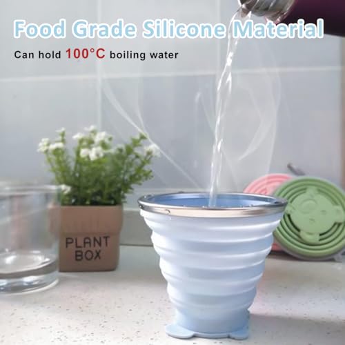 Image of HASTHIP Collapsible Cup 2 Pack Silicone 250ml for Camping Travel | Folding Design for On‑The‑Go Use, Handy for Trips, Soft Silicone Build, Compact 250ml Size, Easy Rinse