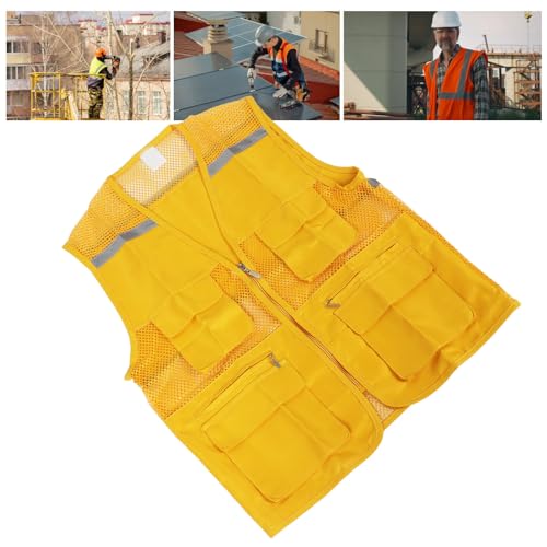 Volunteer Vest Yellow, Portable Volunteer Work Clothes Versatile Breathable with Multi Pockets for Advertising2