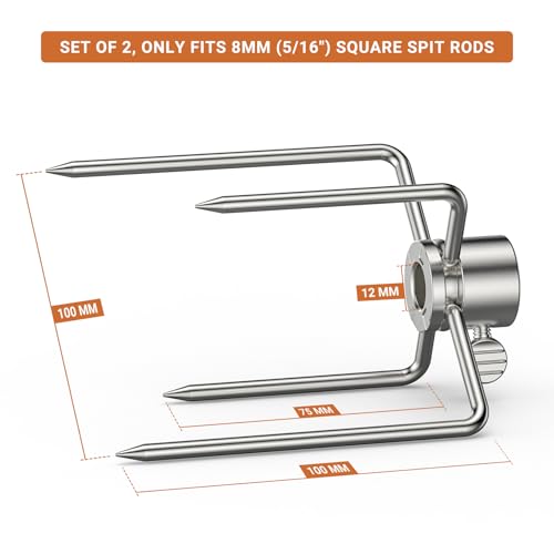 Onlyfire BRF-6007 Edelstahl Fleischnadel, BBQ Grillgut Klammer für Durchmesser von Grillspieß 10 mm und kleiner