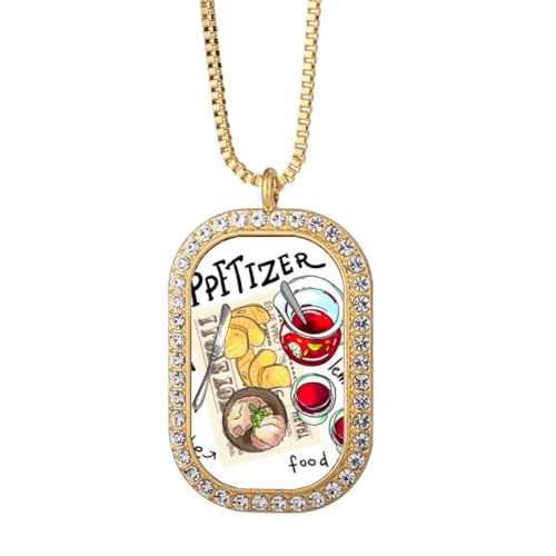 Collar con colgante de filete de limonada de aperitivo de Francia con diamantes de cristal dorado