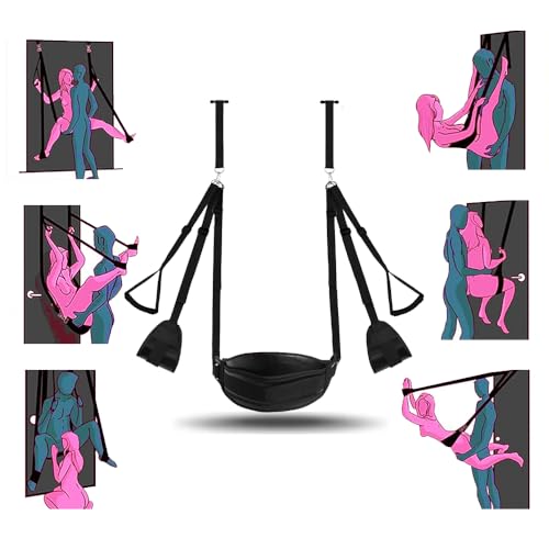 2 in 1 Sex Hanging Chair, Couples BDSM Bondage Set, Door & Bed Use, Extra Wide Padding, 300 lbs Holds Sweater