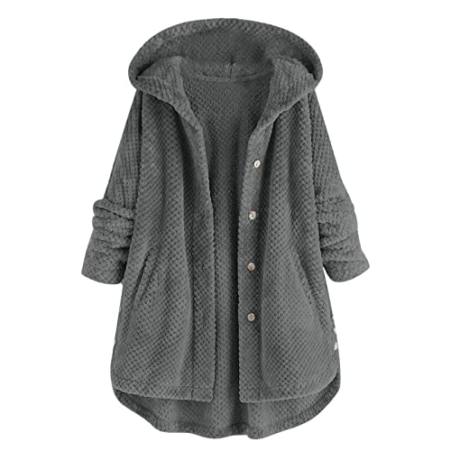Manteau gris grande taille 8XL ample et confortable pour femme