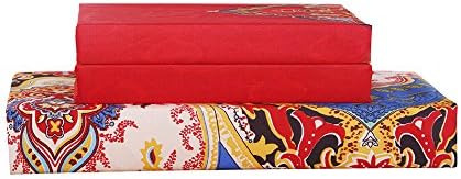 Vaulia Lightweight Microfiber Duvet Cover Set, Bohemia Exotic Patterns, Reversible Color Design, Blue/Red Multi-Color, Queen Size