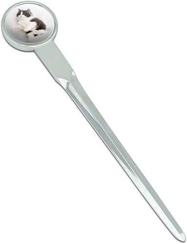 Miniatura 3 de Gato persa Gato Negro Blanco Clásico Cromo Plateado Metal Sobre Cartas Abrecartas Cortadora