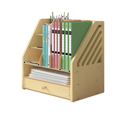 Organizador de escritorio de madera con cajones y compartimentos para papelería de oficina, documentos y solución de almacenamiento de archivos